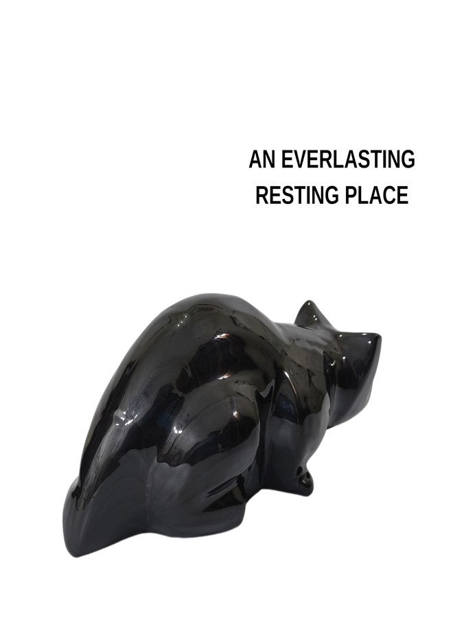 AYZCORP Cat Memorial Urn, Beautiful Container for Ashes - Cremation Keepsake for Remembering Pets - Decorative cat urn-Enamel Finish urn 42 Cubic Inch Capacity-URN for cat Ashes (Black) - Image 5