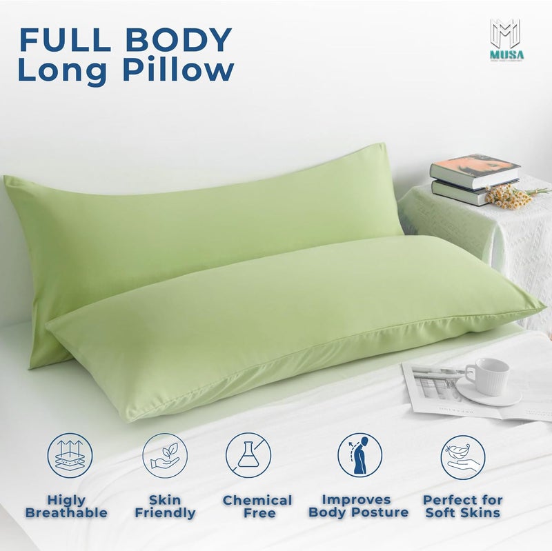 MUSA MUSA® Full Body Long Pillow with 300 Cotton TC - Breathable Polyester Filling, Pregnancy Pillow for Belly Support, Sleeping, Side Sleeper & Back Sleepers Maternity Pillow (Sage Green, 50 x 120cm) - Image 3