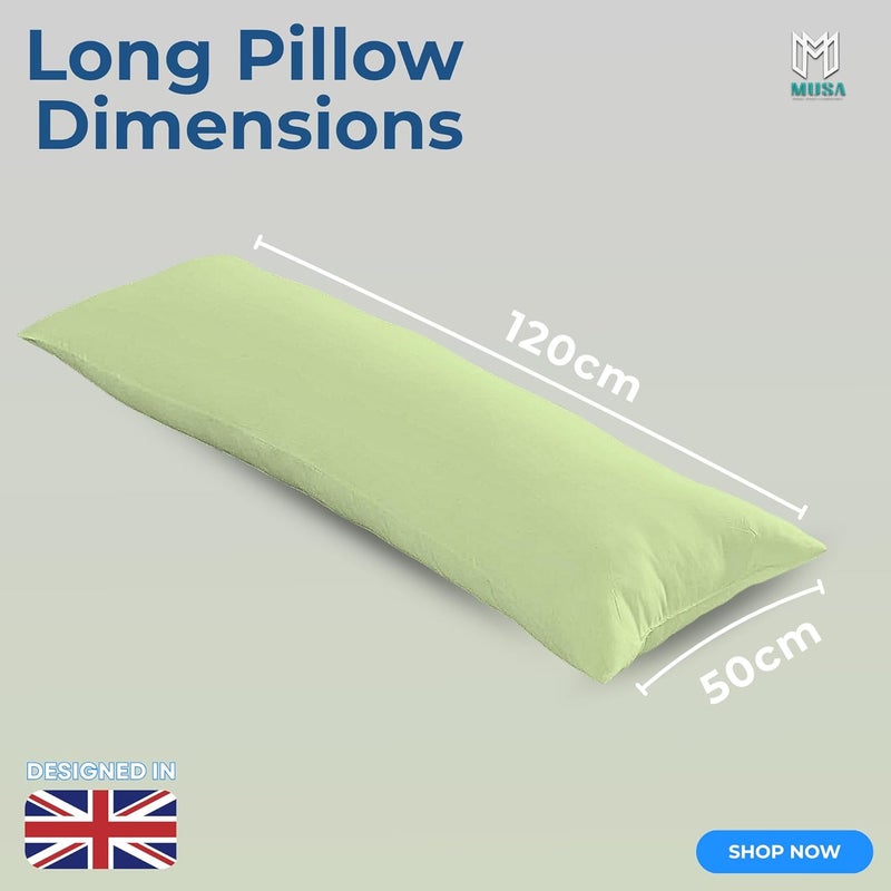 MUSA MUSA® Full Body Long Pillow with 300 Cotton TC - Breathable Polyester Filling, Pregnancy Pillow for Belly Support, Sleeping, Side Sleeper & Back Sleepers Maternity Pillow (Sage Green, 50 x 120cm) - Image 2