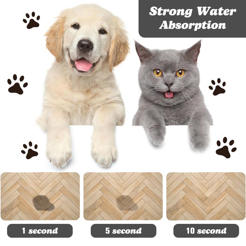 Zoeeya Dog Food Mats for Floors Waterproof, Dog Cat Water Bowl Mats Pet Feeding Absorbent Mat Dog Cat Pet Placemats for Food and Water Wood 12 * 20 inch - Image 2