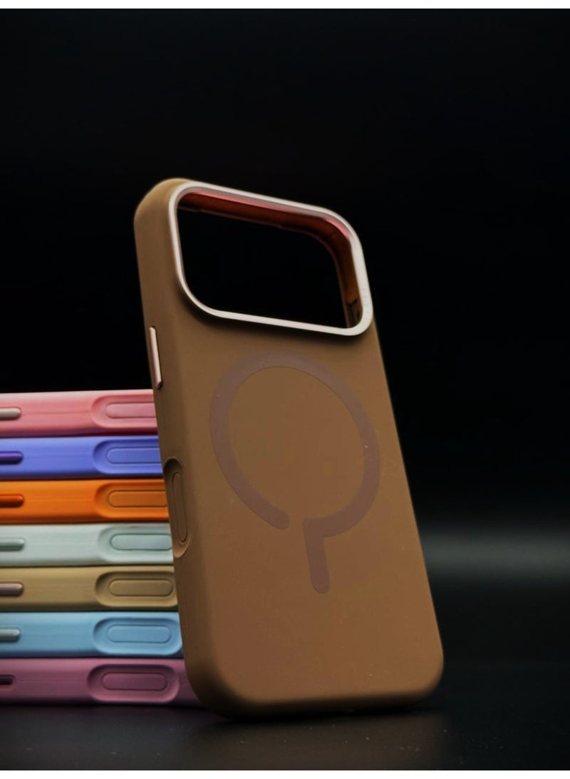 general Premium Silicone MagSafe Case for iPhone 17 Pro Max – Slim, Shockproof, Magnetic Wireless Charging Compatible Protective Cover (Brown) - Image 3