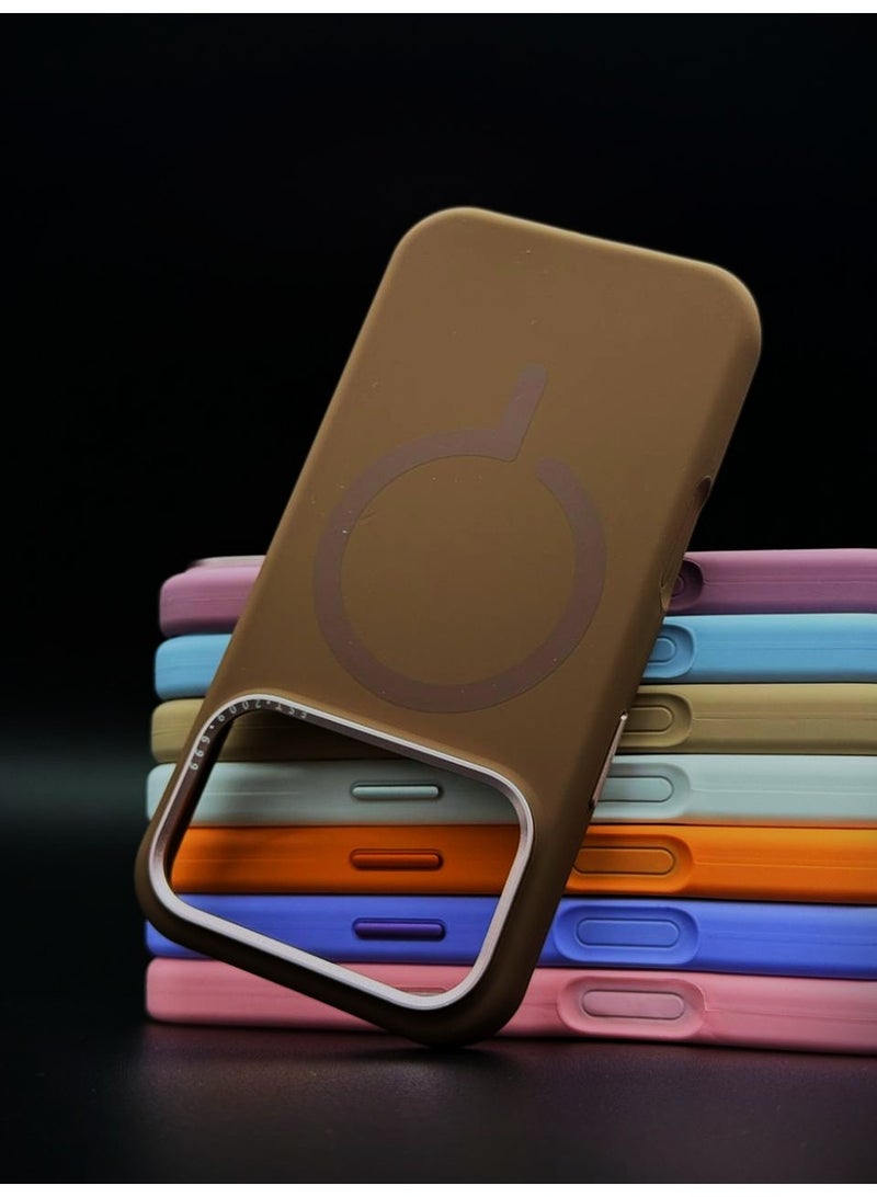 general Premium Silicone MagSafe Case for iPhone 17 Pro Max – Slim, Shockproof, Magnetic Wireless Charging Compatible Protective Cover (Brown) - Image 1