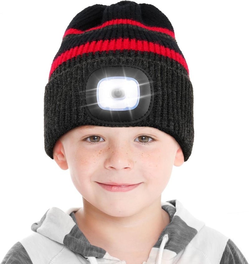 YunTuo Store LED Beanie for Kids, Unisex Rechargeable Headlamp Hat Winter Night Lighted Cap, Gifts for Kids Boys Girls - Image 1