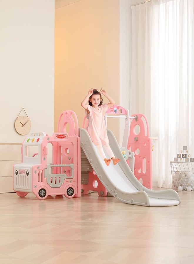 JSAITOYS Children Bus Style Indoor Playground Baby Multifunctional Toys Colorful Plastic Swing Slide  - Image 1