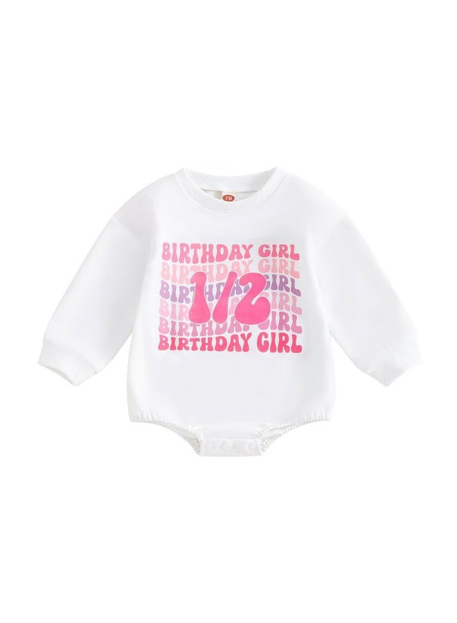 Lamuusaa Baby Girl Boy Half Birthday Outfit 1/2 Birthday Girl/Boy Romper Sweatshirt Oversized Shirts Fall Clothes, Pink, 6-12 Months - Image 1