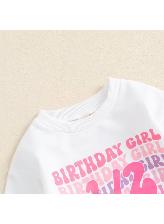 Lamuusaa Baby Girl Boy Half Birthday Outfit 1/2 Birthday Girl/Boy Romper Sweatshirt Oversized Shirts Fall Clothes, Pink, 6-12 Months - Image 2