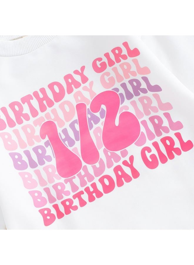 Lamuusaa Baby Girl Boy Half Birthday Outfit 1/2 Birthday Girl/Boy Romper Sweatshirt Oversized Shirts Fall Clothes, Pink, 6-12 Months - Image 3