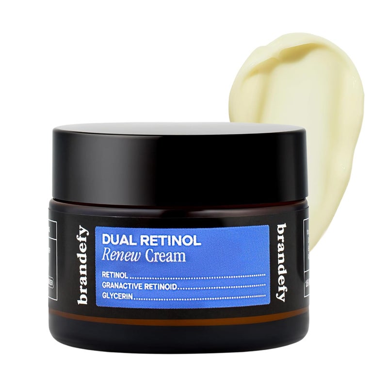 Brandefy Dual Retinol Renew Cream with 03 Retinol  1 Granactive Retinoid Renew Retinol Face Moisturizer for Wrinkles  Fine Lines Made in The USA Suitable for All Skin Types 16 Oz