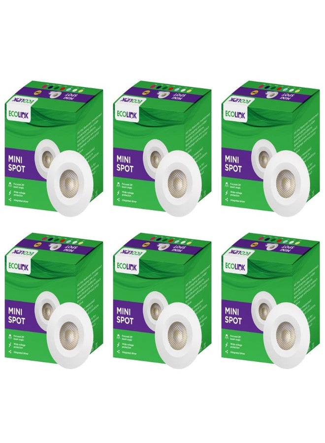 EcoLink 2W LED Spot Light | Mini Spot Light for Display & Home Decoration | Cut Out: 35mm, Color: Natural White, Pack of 6
