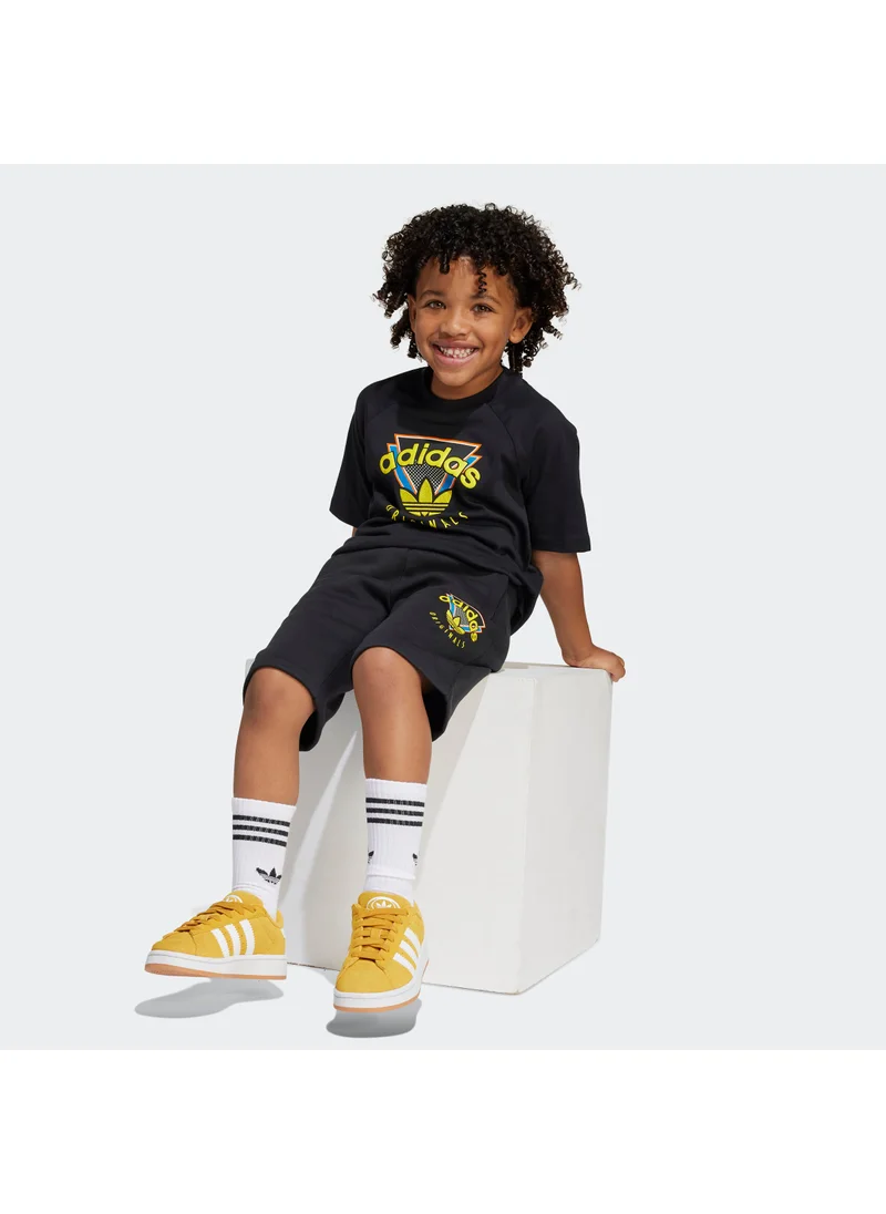 اديداس اوريجينالز Kids Geometric Print Shorts Set