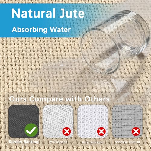 GOYLSER 15 ft Jute Running Rugs for Hallway, Kitchen Rug Runner Non Slip Washable Absorbent Hall Runner Rug, Beige Runner for Kitchen Floor Non Slip - Image 4