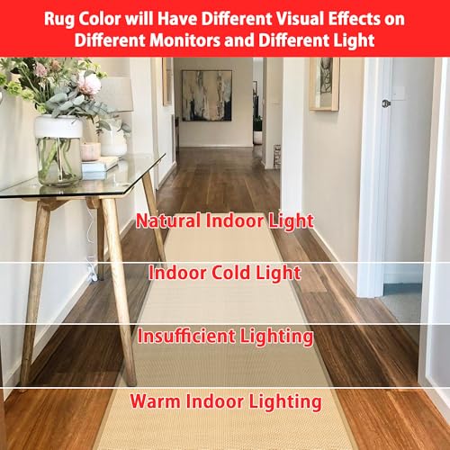 GOYLSER 15 ft Jute Running Rugs for Hallway, Kitchen Rug Runner Non Slip Washable Absorbent Hall Runner Rug, Beige Runner for Kitchen Floor Non Slip - Image 2