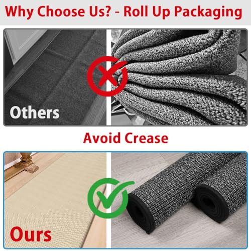 GOYLSER 15 ft Jute Running Rugs for Hallway, Kitchen Rug Runner Non Slip Washable Absorbent Hall Runner Rug, Beige Runner for Kitchen Floor Non Slip - Image 3