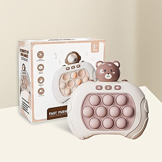 DECOMPRESSION BREAKTHROUGH PUZZLE GAME MACHINE,POP PUSH PUZZLE GAME, CUTE SHAPE HANDHELD GAME STRESS TOYS FOR RELAXATION RELIEF,FIDGET TRAVEL GAMES,IDEAL GIFT FOR BIRTHDAY HALLOWEEN CHRISTMAS (BROWN) - Image 1