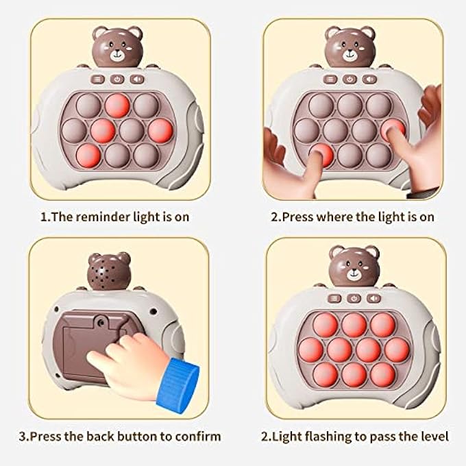DECOMPRESSION BREAKTHROUGH PUZZLE GAME MACHINE,POP PUSH PUZZLE GAME, CUTE SHAPE HANDHELD GAME STRESS TOYS FOR RELAXATION RELIEF,FIDGET TRAVEL GAMES,IDEAL GIFT FOR BIRTHDAY HALLOWEEN CHRISTMAS (BROWN) - Image 3