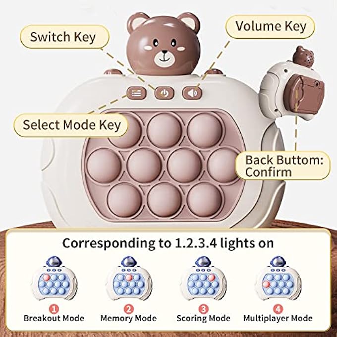 DECOMPRESSION BREAKTHROUGH PUZZLE GAME MACHINE,POP PUSH PUZZLE GAME, CUTE SHAPE HANDHELD GAME STRESS TOYS FOR RELAXATION RELIEF,FIDGET TRAVEL GAMES,IDEAL GIFT FOR BIRTHDAY HALLOWEEN CHRISTMAS (BROWN) - Image 2