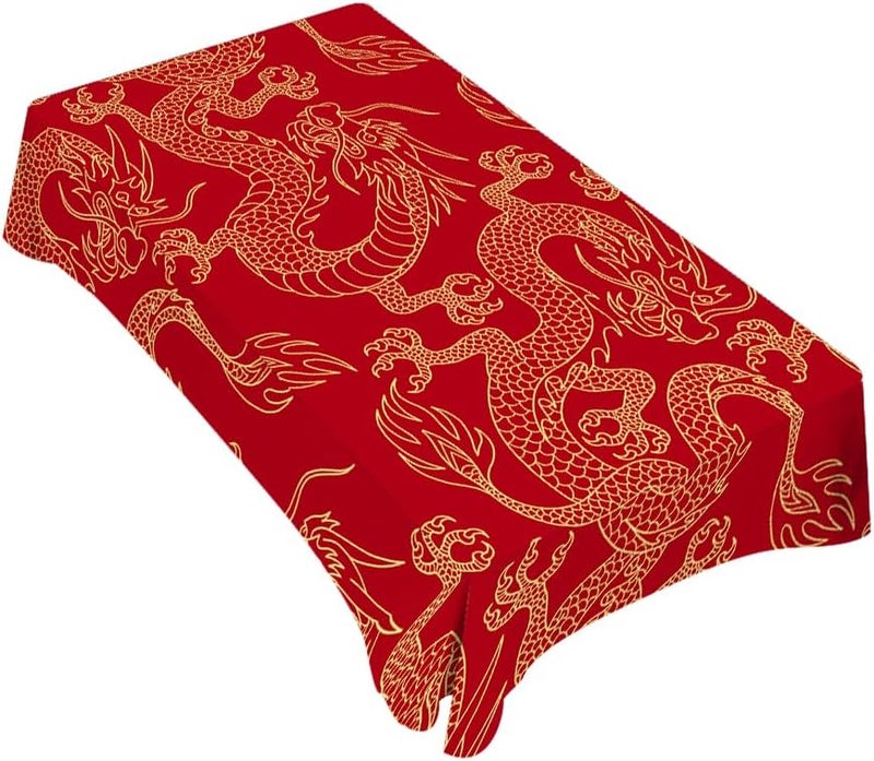 TKS MITLAN Tablecloth Dragon Table Cloth Rectangle Table 52 x 70 Inch Traditional Flying Mascot Animal Chinese Dragons Kitchen Decorations for Home Dinner Party - Image 1