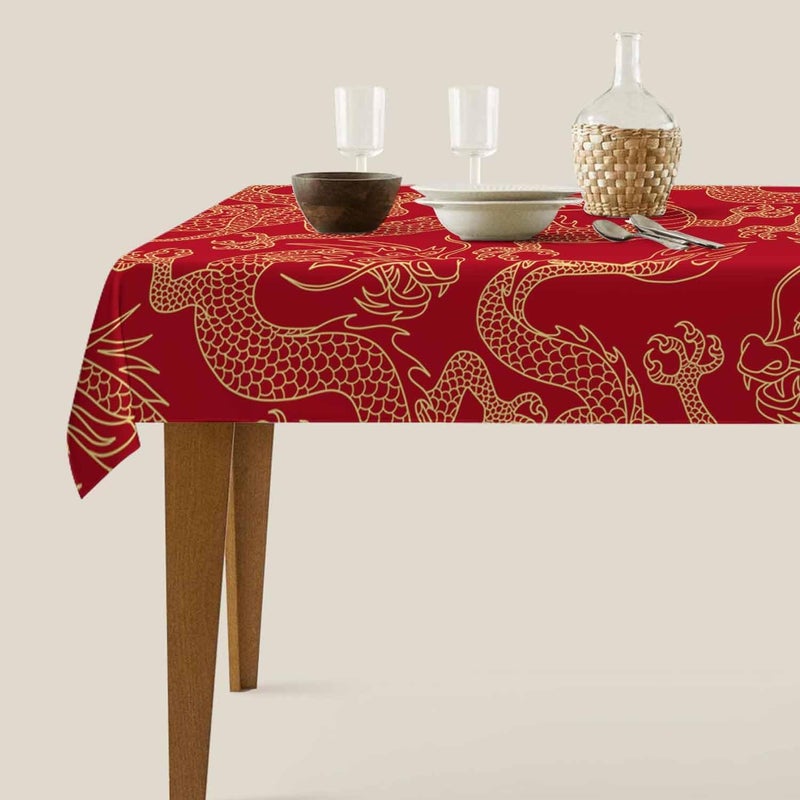 TKS MITLAN Tablecloth Dragon Table Cloth Rectangle Table 52 x 70 Inch Traditional Flying Mascot Animal Chinese Dragons Kitchen Decorations for Home Dinner Party - Image 5
