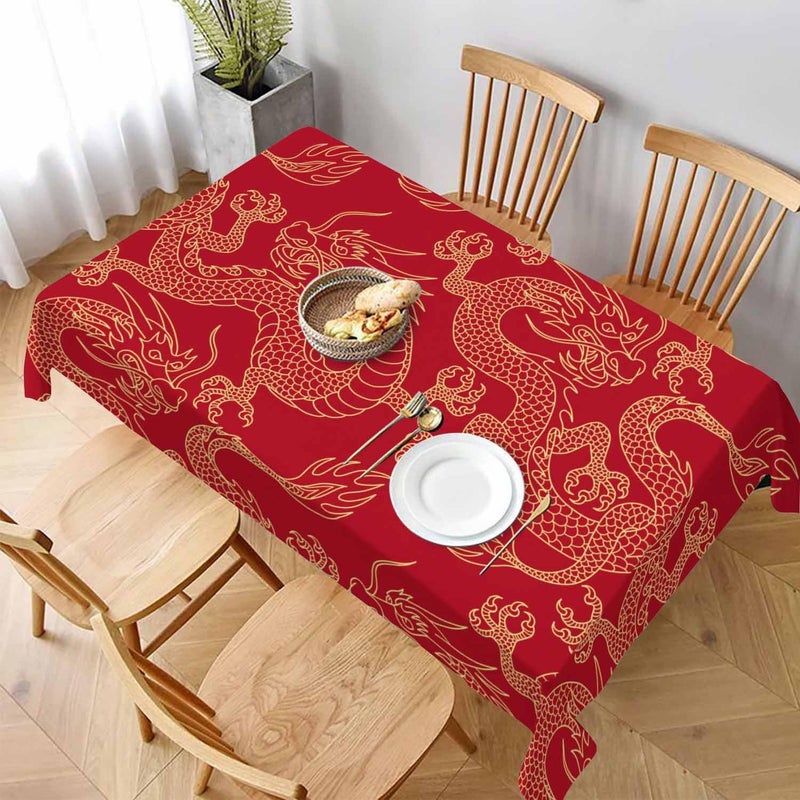 TKS MITLAN Tablecloth Dragon Table Cloth Rectangle Table 52 x 70 Inch Traditional Flying Mascot Animal Chinese Dragons Kitchen Decorations for Home Dinner Party - Image 2