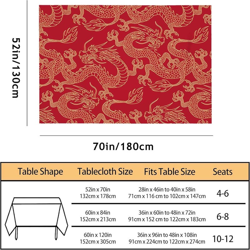 TKS MITLAN Tablecloth Dragon Table Cloth Rectangle Table 52 x 70 Inch Traditional Flying Mascot Animal Chinese Dragons Kitchen Decorations for Home Dinner Party - Image 3