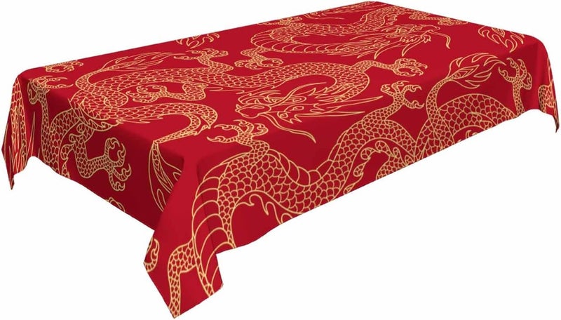 TKS MITLAN Tablecloth Dragon Table Cloth Rectangle Table 52 x 70 Inch Traditional Flying Mascot Animal Chinese Dragons Kitchen Decorations for Home Dinner Party - Image 4