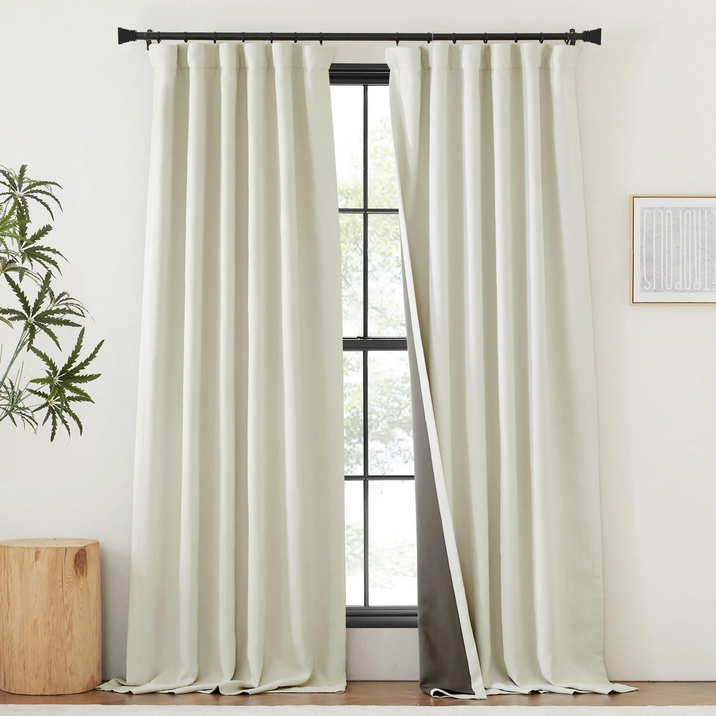 NICETOWN Faux Linen 100 Blackout Curtains 90 inches Long with Liner Pinch Pleated Room Darkening Window Treatments Thermal Curtains for Living RoomBedroom Natural W50 x L90 2 Panels