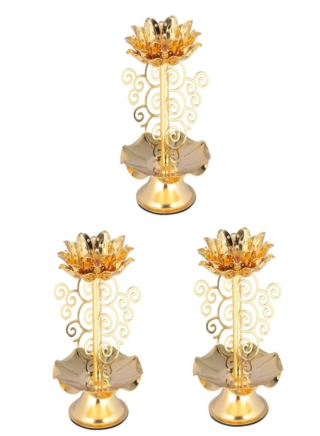HOMSFOU 3pcs Antique Bronze Handheld Taper Candle Holder, Vintage Style Metal Candlestick with Handle, Small European-Style Tabletop Candle Stand for Home Decor 4.52X8.85X2.95In - Image 1