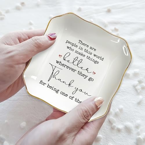OASSIE Christmas Thank You Gifts for Women - 4"x4" Ceramic Jewelry Dish Tray - Birthday Appreciation Inspirational Gifts for Women Coworker Teacher Friends Employee Boss, Retirement Gift for Woman - Image 4