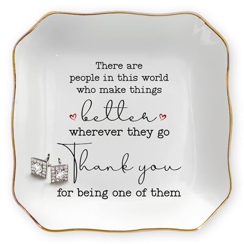 OASSIE Christmas Thank You Gifts for Women - 4"x4" Ceramic Jewelry Dish Tray - Birthday Appreciation Inspirational Gifts for Women Coworker Teacher Friends Employee Boss, Retirement Gift for Woman - Image 1