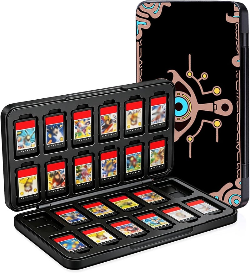Sunmike Game Card Case Holder for Nintendo Switch / Lite / OLED, Switch Games Cartridge Storage Box Portable Travel Cases with 48 Micro SD Card Slots & 24 Memory Card Slots Durable Hard Carrying Cover - Zelda - Image 1