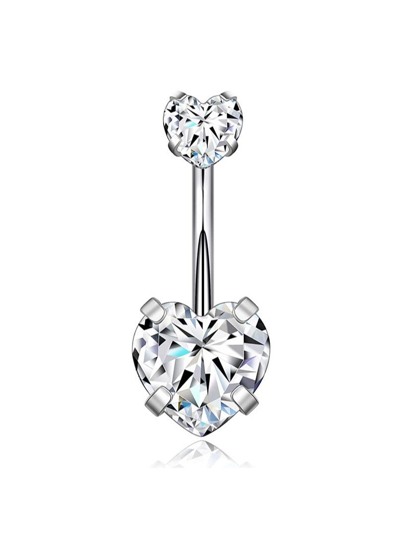 5-piece set of navel nail piercing accessories,heart-shaped combination set of navel rings  - Image 2