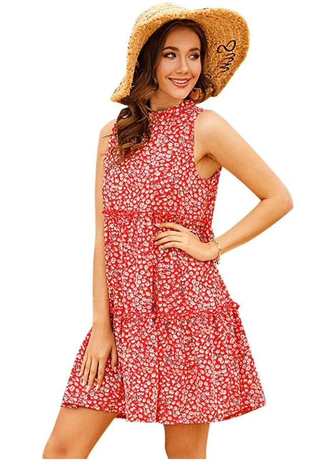 YUNIQEE Red Floral Print Mini Dress