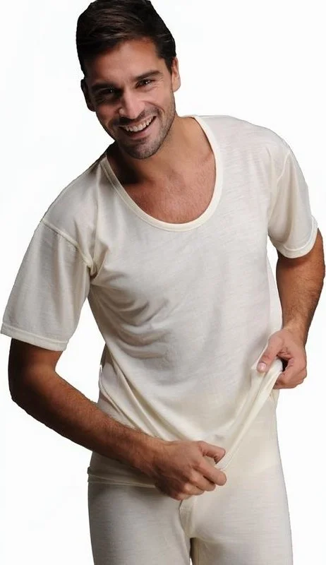 Hasyün 75% Merino Wool, 25% Acrylic Men's Short Sleeve Thermal Underwear