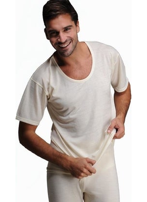 Hasyün 75% Merino Wool, 25% Acrylic Men's Short Sleeve Thermal Underwear 