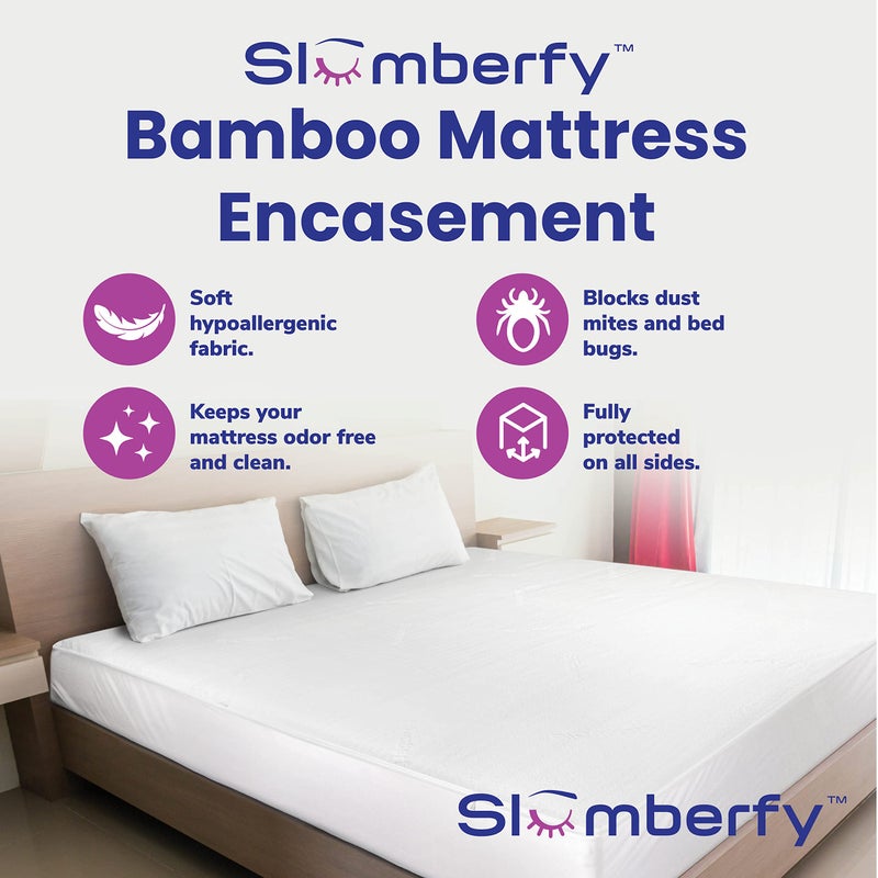 Slumberfy Queen Size Waterproof Bamboo Mattress Encasement by Slumberfy - Premium Skin-Safe Mattress Protector with 360Â° EZ Zipper, Lab-Tested Bed Bug, Zippered Encasement (60x80 in) - Image 2