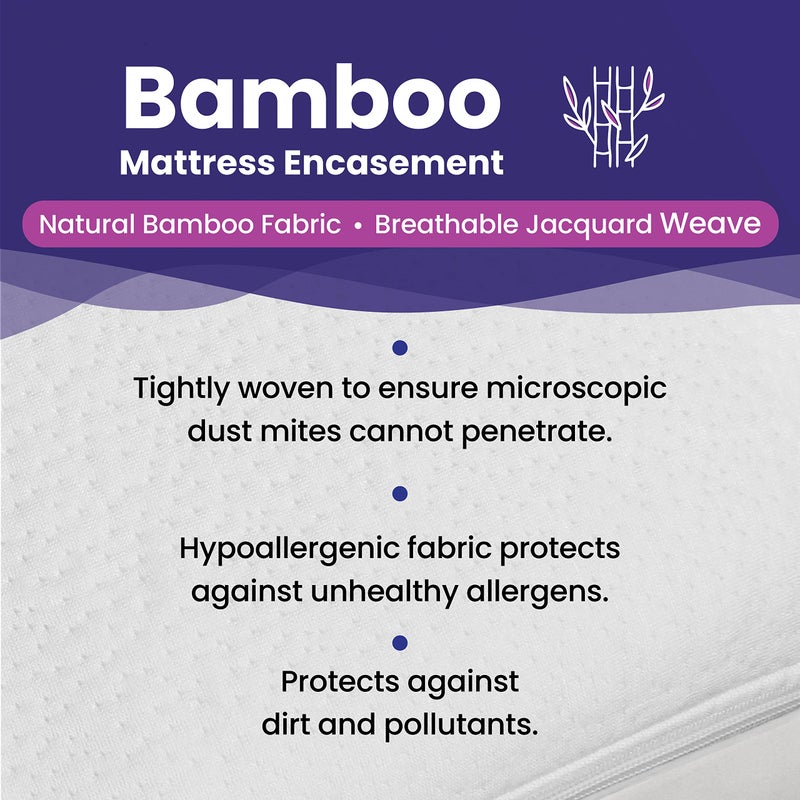 Slumberfy Queen Size Waterproof Bamboo Mattress Encasement by Slumberfy - Premium Skin-Safe Mattress Protector with 360Â° EZ Zipper, Lab-Tested Bed Bug, Zippered Encasement (60x80 in) - Image 4