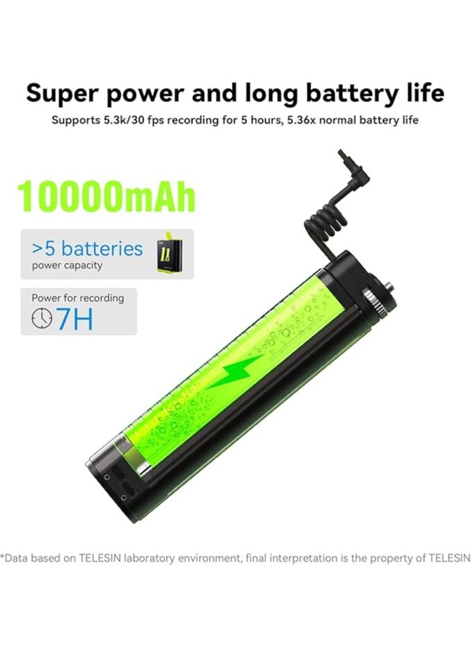 تيليسن تيليسين عصا سيلفي قابلة لإعادة الشحن ببطارية 10000 مللي أمبير مع كابل USB-C للكاميرات الرياضية والهواتف المحمولة  - Image 3