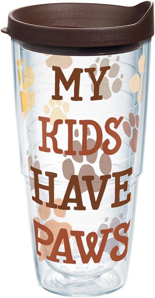 Tervis My Kids Have Paws Tumbler with Wrap and Brown Lid 24oz Clear