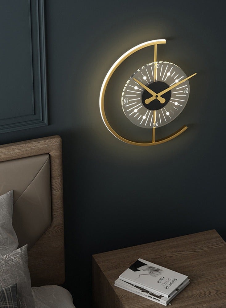 نكومي مصابيح حائط فاخرة، ساعة إبداعية، شمعدانات حائط، مصدر إضاءة LED، إضاءة حائط قابلة للتعتيم بثلاثة ألوان، مناسبة للسلالم ومدخل غرفة النوم والدراسة بجانب السرير والمنزل  - Image 4