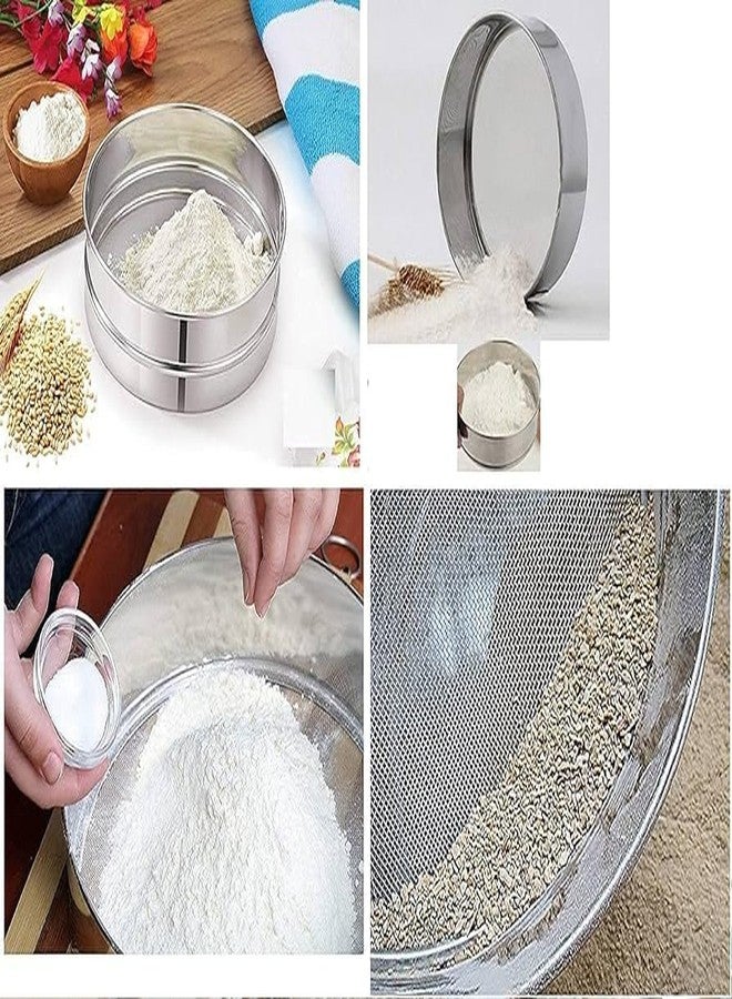 SHREVI Stainless Steel Atta Chalni Flour Sieve, Fine Mesh Kitchen Strainer for Wheat Flour, Maida, Besan, Powder Sifter for Baking, Atta Chalni for Kitchen, Dusting & Sieving Tool-Silver - Image 5