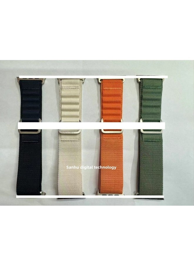 Generic - For Apple IWatchS10 Alpine Loop Nylon Woven Strap S8 Apple Watch S9Ultra Strap-Color:Stitched Black Metal Head 38/40/41mm - Image 1