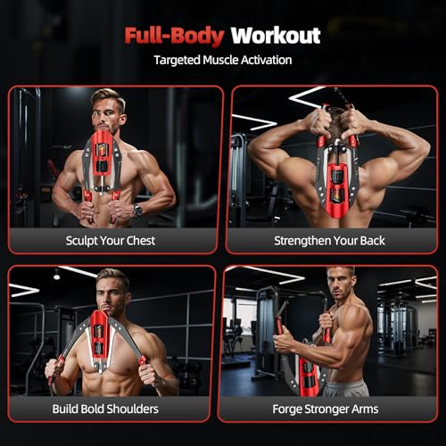 EAST MOUNT Twister Arm Exerciser - Adjustable 22-440lbs Hydraulic Power, Home Chest Expander, Shoulder Muscle Training Fitness Equipment, Arm Enhanced Exercise Strengthener (Black&Red) - Image 4