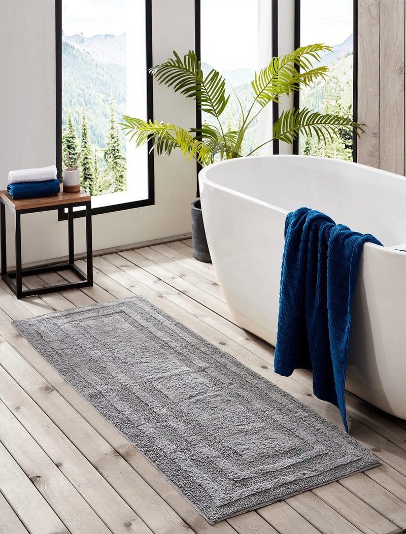 Eddie Bauer - Bathroom Rug, 100% Soft Plush Tufted Cotton Runner Rug, Highly Absorbent, Quick-Dry, and Skid-Resistant Backing (Logan Chrome Grey, 22" x 60") - Image 2