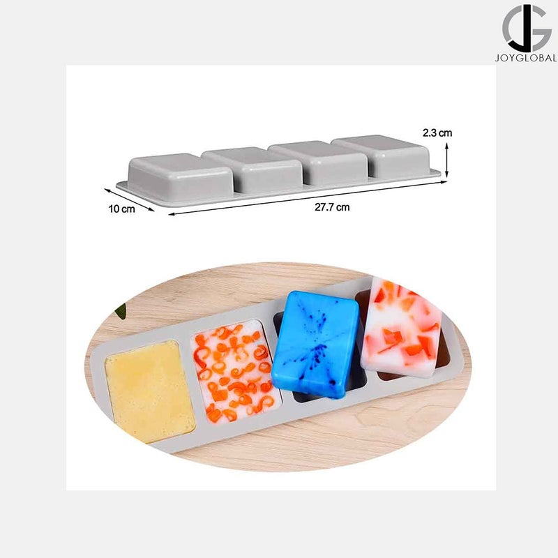 JoyGlobal Silicone 4 Cavity Rectangle Shape Soap Muffin All Purpose Mould - Image 5