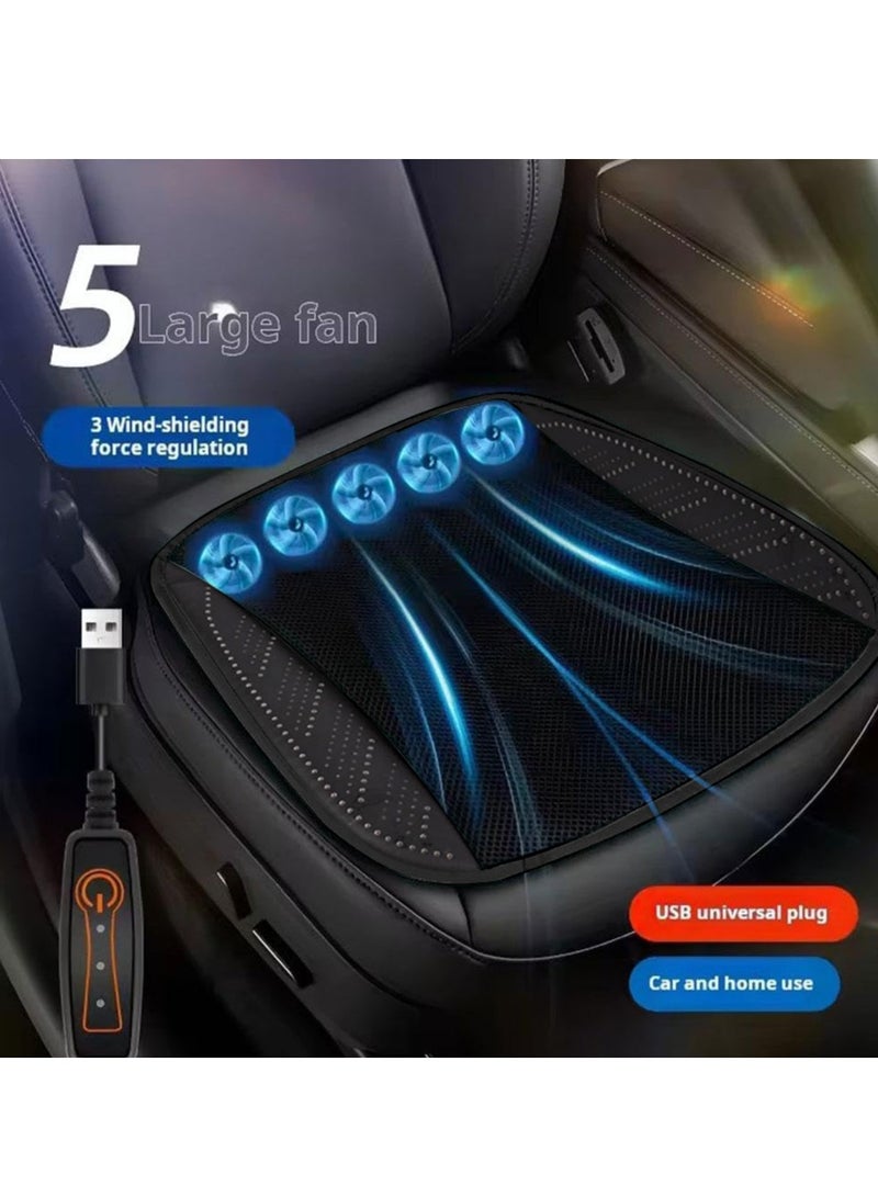 XiuWoo Electric Portable 3 Speed Adjustable Breathable Ventilated Seat Cushion, Cooling Seat Pad, Cooling Car Seat, Air Flow Seat Cover with USB Port and 5 Fans Suitable for Car Home Office  - Image 1