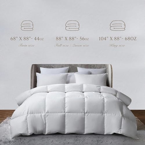 Kathy Ireland Royal Luxe Formerly Kathy Ireland Twin Size White Goose Feather and Down Comforter - 100% Cotton All Season Lightweight Hypoallergenic Duvet Insert with Corner Tabs, 68"x 88" - Image 2