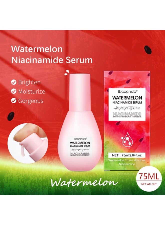 Yeweian Watermelon Niacinamide Moisturize Serum For Face Skin Care, Hydrating & Brighten With Hyaluronic Acid, Glycerin And Vitamin E, Lightweight Facial Serum & Priming Liquid Highlighter(75Ml) - Image 1
