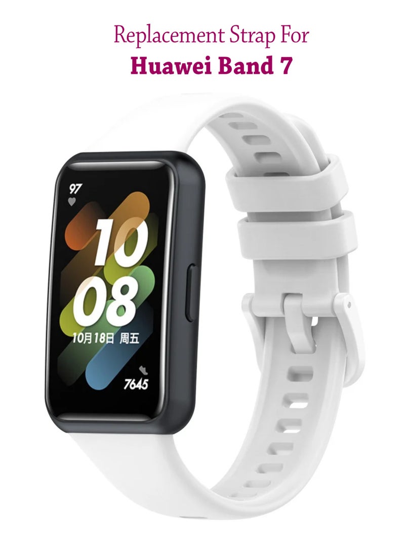 Soft Silicone Strap Replacement Bands For Huawei Band 7 - White - Image 1