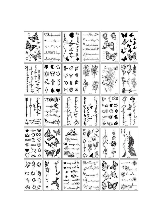 Minimalist Temporary Tattoos - Butterfly & Flower Patterns, Realistic Ins Style Tattoos for Women - Image 1