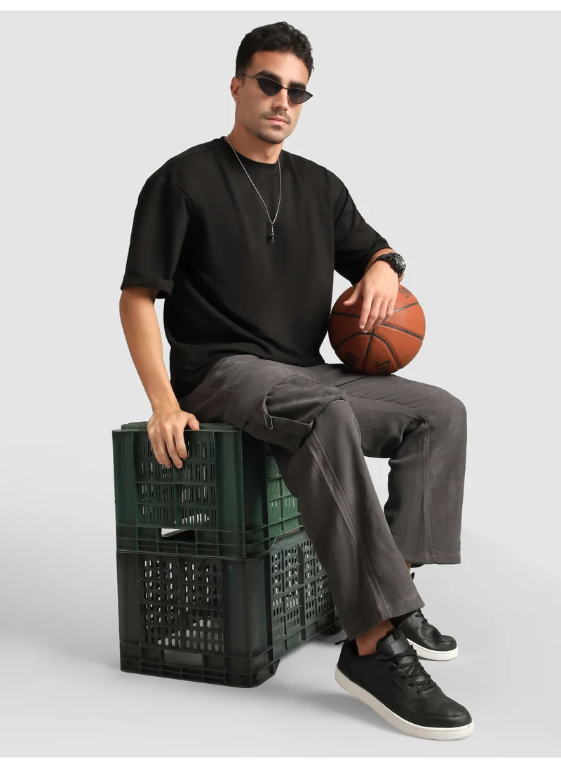 بيونغ Metal Grey Utility Buckle Pocket Cargo Pants